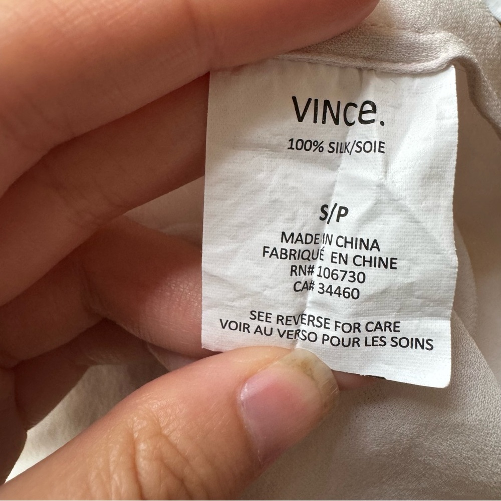 VINCE 100% silk V-neck Popover Blouse cream - S - Picture 10 of 15